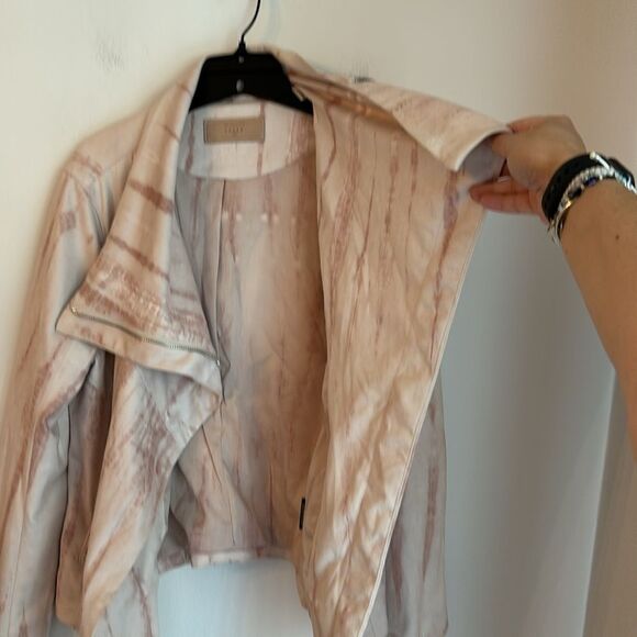 BLANK NYC WOMEN MOTO JACKET TIE DYE BLUSH FAUX BLUSH SUEDE SOFT COAT MEDIUM EUC! - Picture 13 of 15
